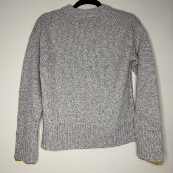 ME+EM Wool Cashmere Knit Cozy Fall Grey Mustard Color Blocking Ribbed Sweater - Picture 6 of 6